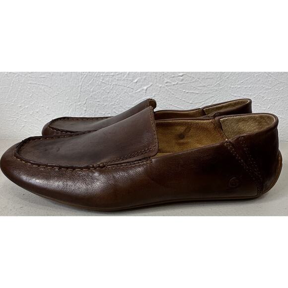 Born Allen Mens 8M Casual Slip On Leather Driving Shoes Moccasin Dark Brown main image 10